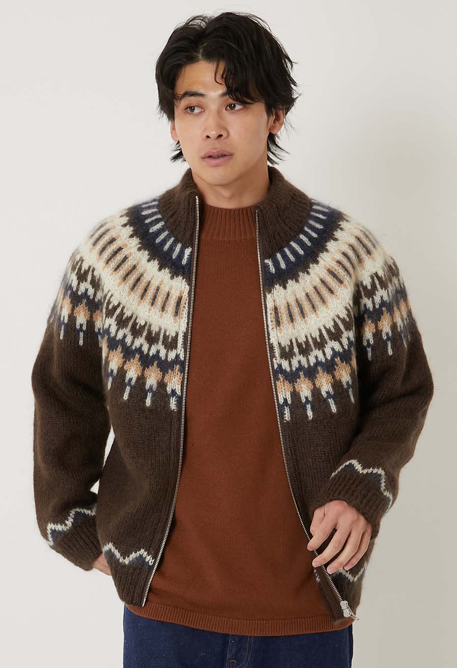 YONETOMI /モヘアウール ノルディックニット ZIPジャケット EXCLUSIVE