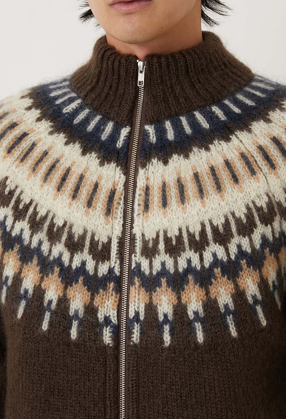 YONETOMI /モヘアウール ノルディックニット ZIPジャケット EXCLUSIVE