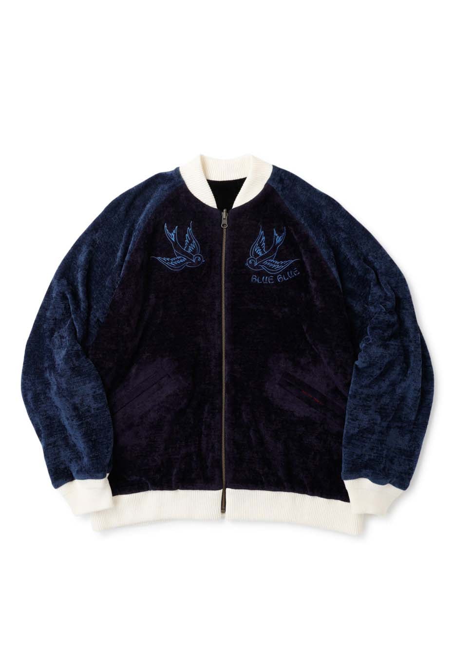 Mall Knit Embroidery Sukajan souvenir jacket | BLUE BLUE