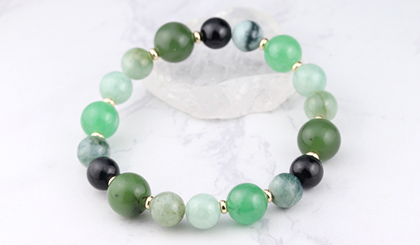 ☆]完全限定品ブレス【吉祥の輪Ver.5】（ミャンマー産翡翠AAA・糸魚川