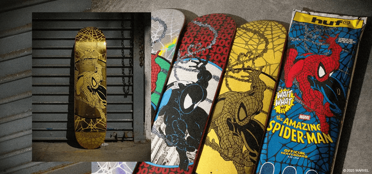 ク*ド様 HUF THE AMAZING SPIDER-MAN スケートボードデ ク*ド様 HUF