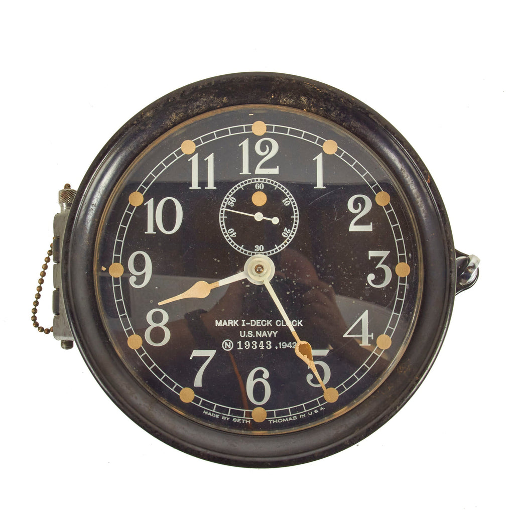 Original WWII U.S. Navy Type Mark I Deck Clock by Seth Thomas With