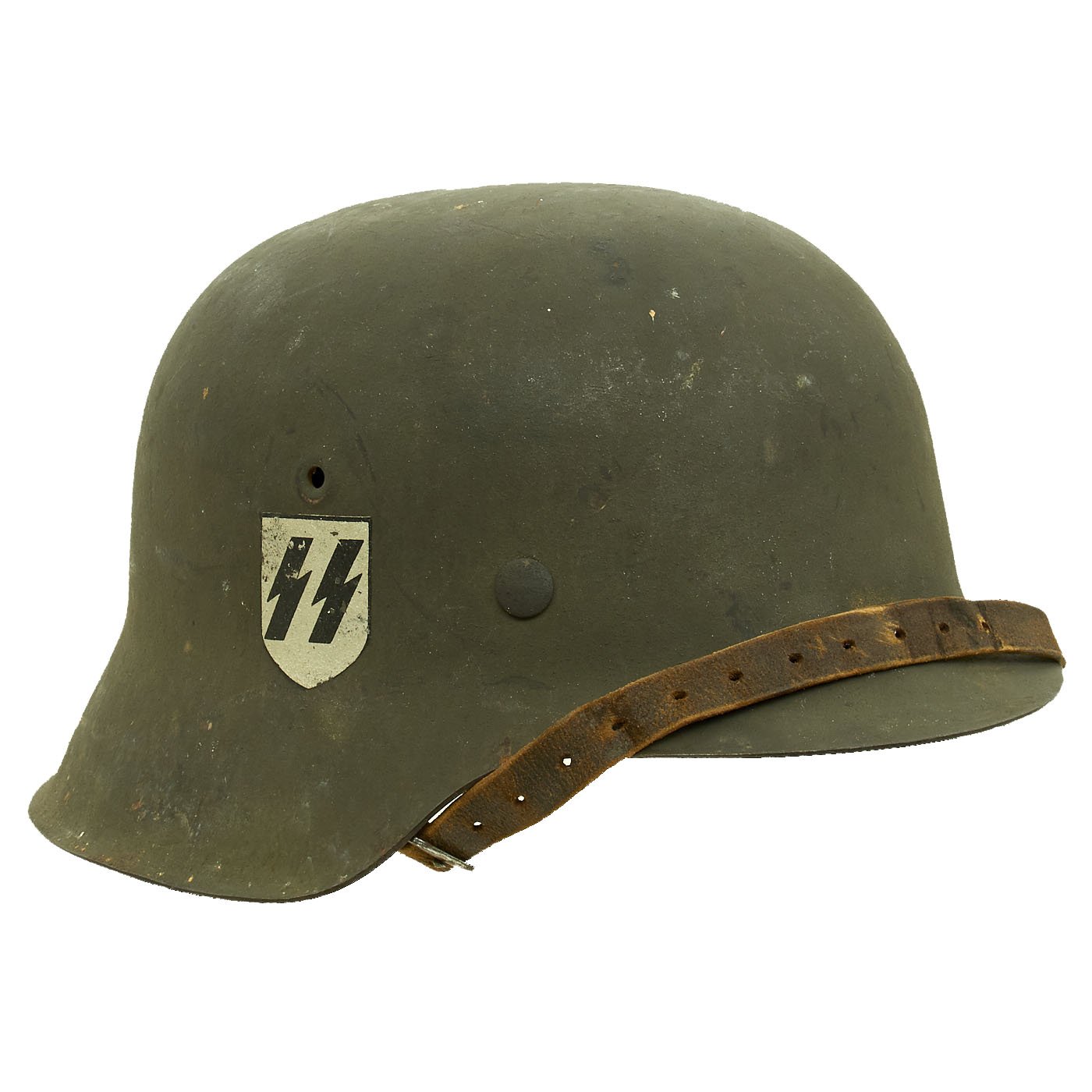 Original German WWII M42 Single Decal SS Helmet by Emaillierwerke
