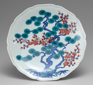 松竹梅絵額皿｜色鍋島今右衛門窯｜今右衛門