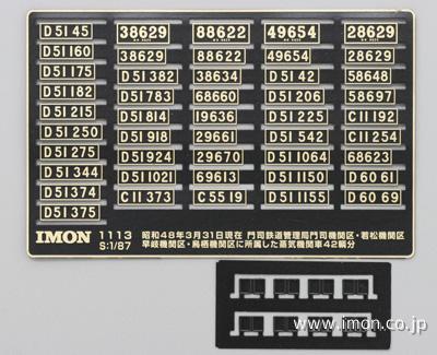 1:87蒸気機関車ナンバープレート 門司鉄道管理局所属（昭和48