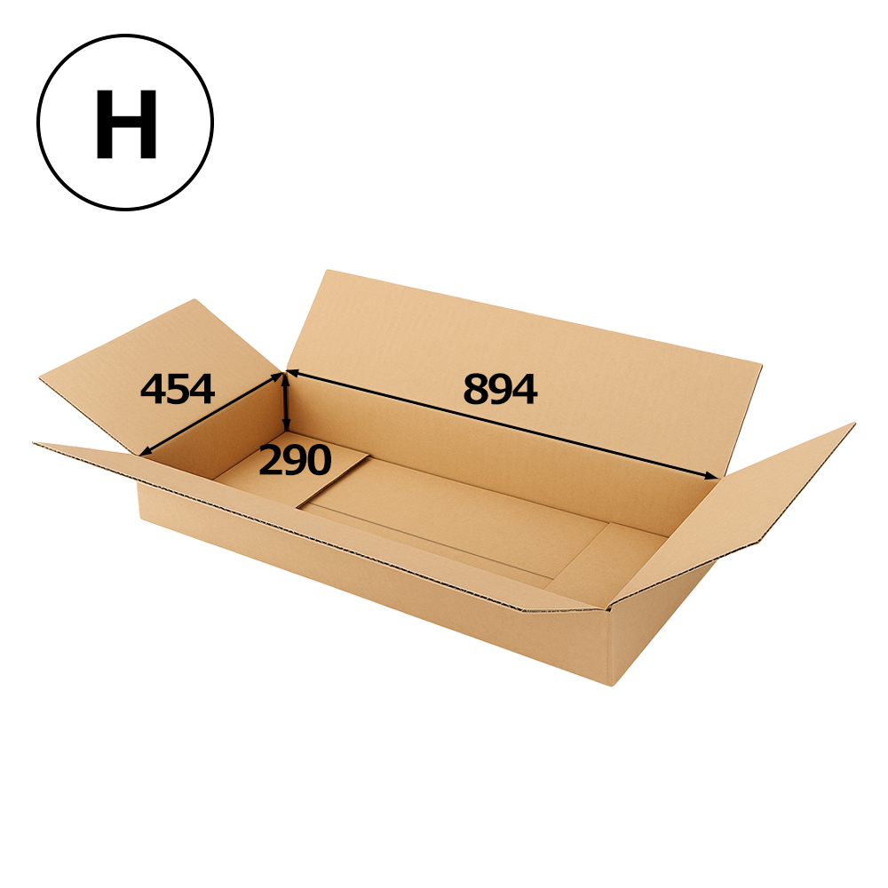 長尺衣類用ダンボール箱 894×454×高さ290mm「30枚」H | ダンボール箱
