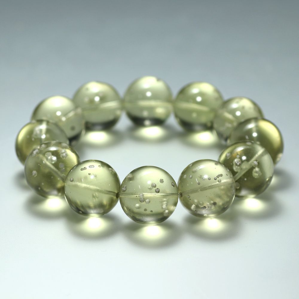 最高品質]天然リビアングラスブレスレット（約19.5mm大玉