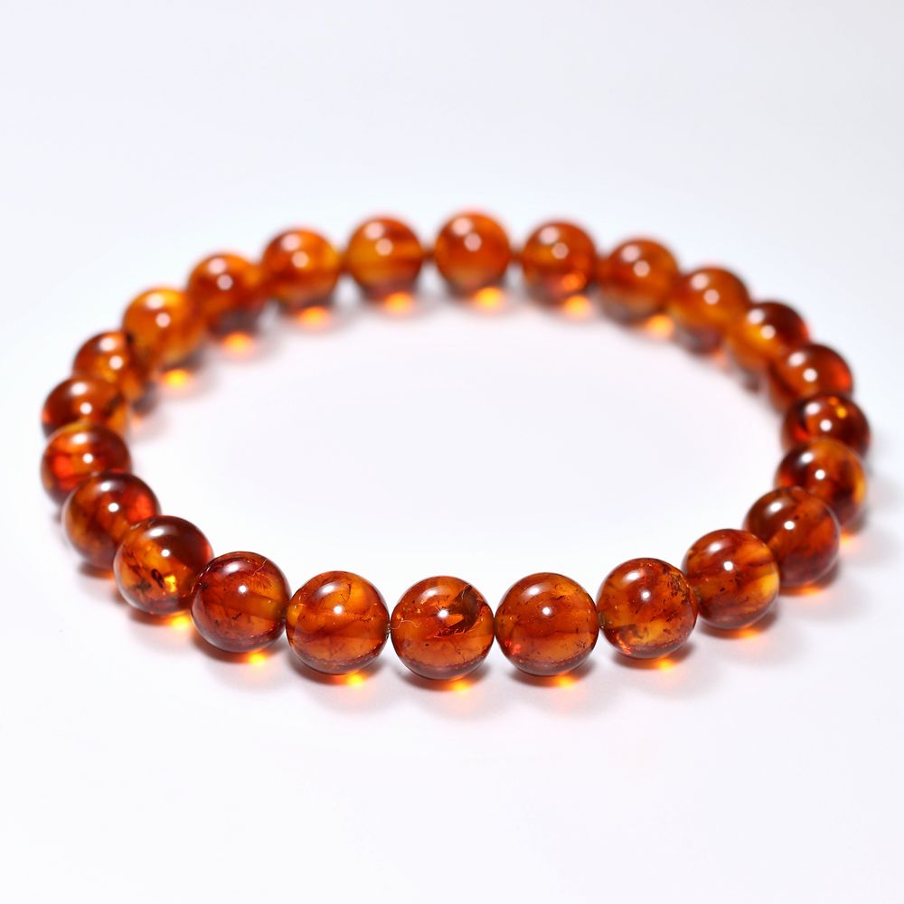 セミオーダー]アンバーブレスレット/琥珀（約8mm玉） - 埼玉県吉川市の
