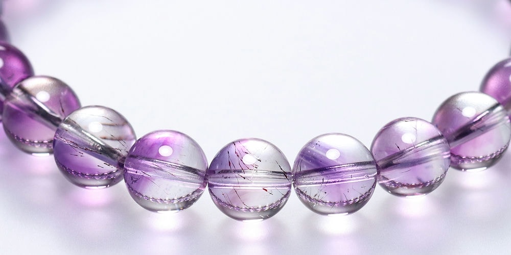 高品質+]マダガスカル産アメジストエレスチャルブレスレット（約8mm玉