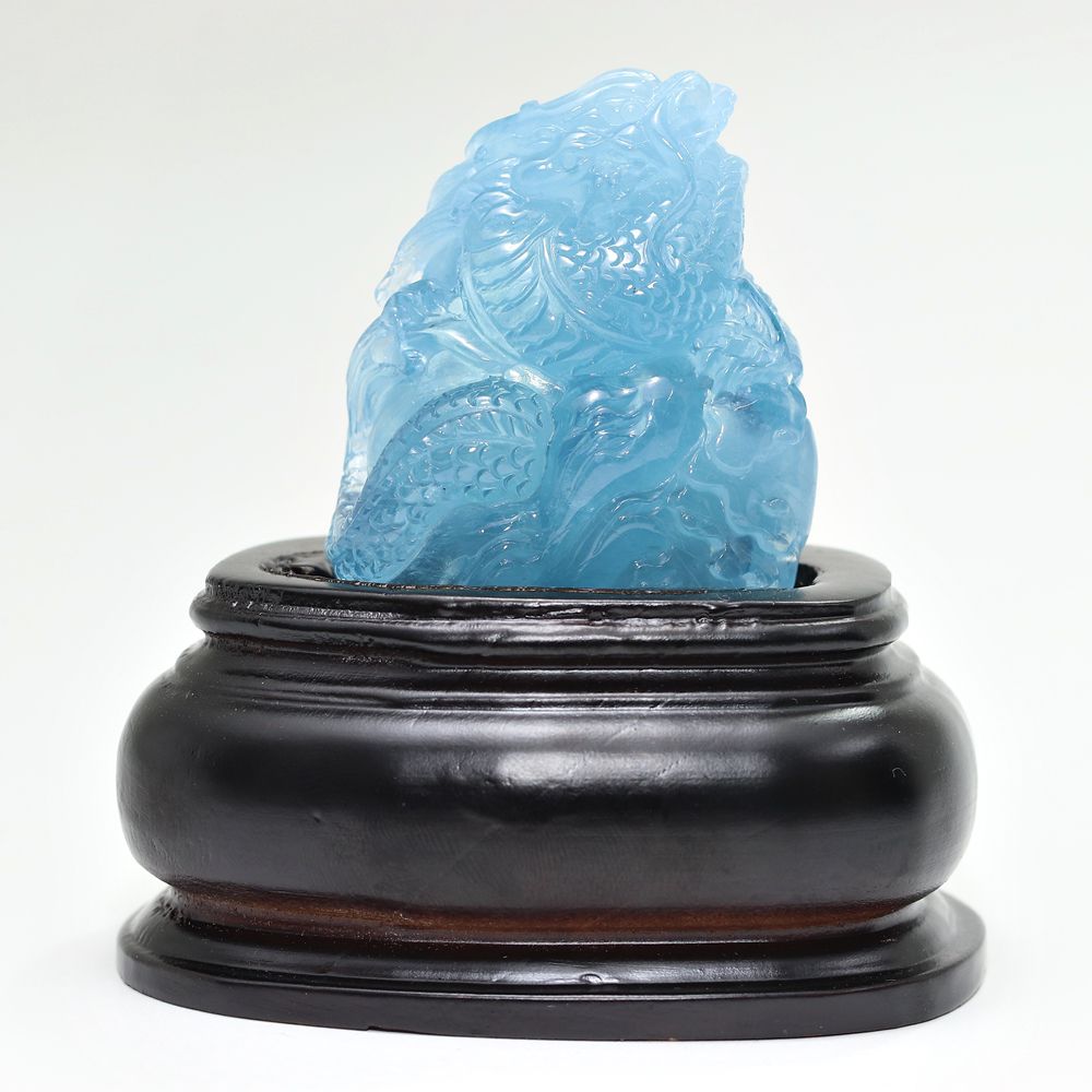 トップクォリティ]ブラジル産アクアマリン/(辰)龍彫刻（全高約90mm