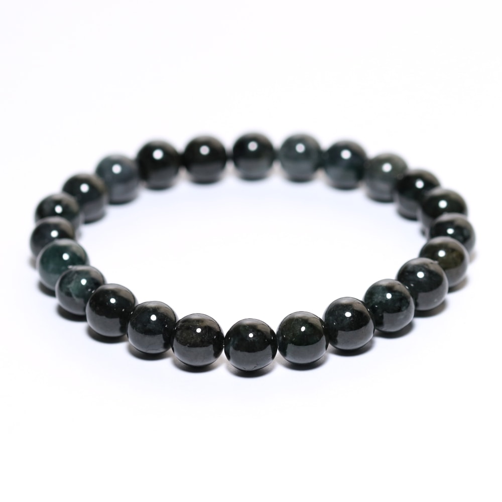 特別価格/高品質]ミャンマー産天然黒翡翠ブレスレット（約8.5mm玉