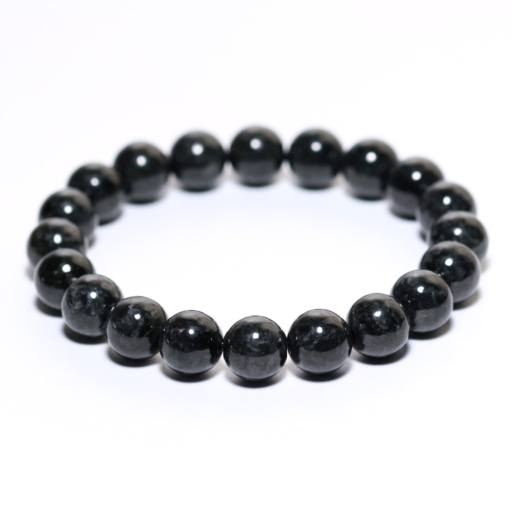 高品質]ミャンマー産天然黒翡翠ブレスレット（約10mm玉） - 埼玉県吉川
