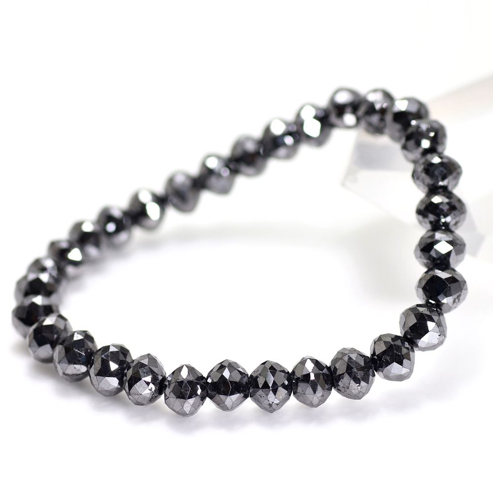 トップクォリティ]ブラックダイヤモンドブレスレット（約6.9-7.6mm玉