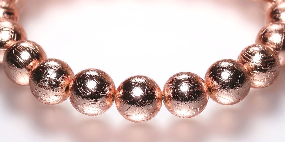 ナミビア共和国産]ギベオン隕石ブレスレット（約10mm玉/ピンクゴールド