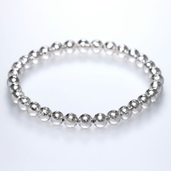 ナミビア共和国産]ギベオン隕石ブレスレット（約6mm玉/シルバーカラー