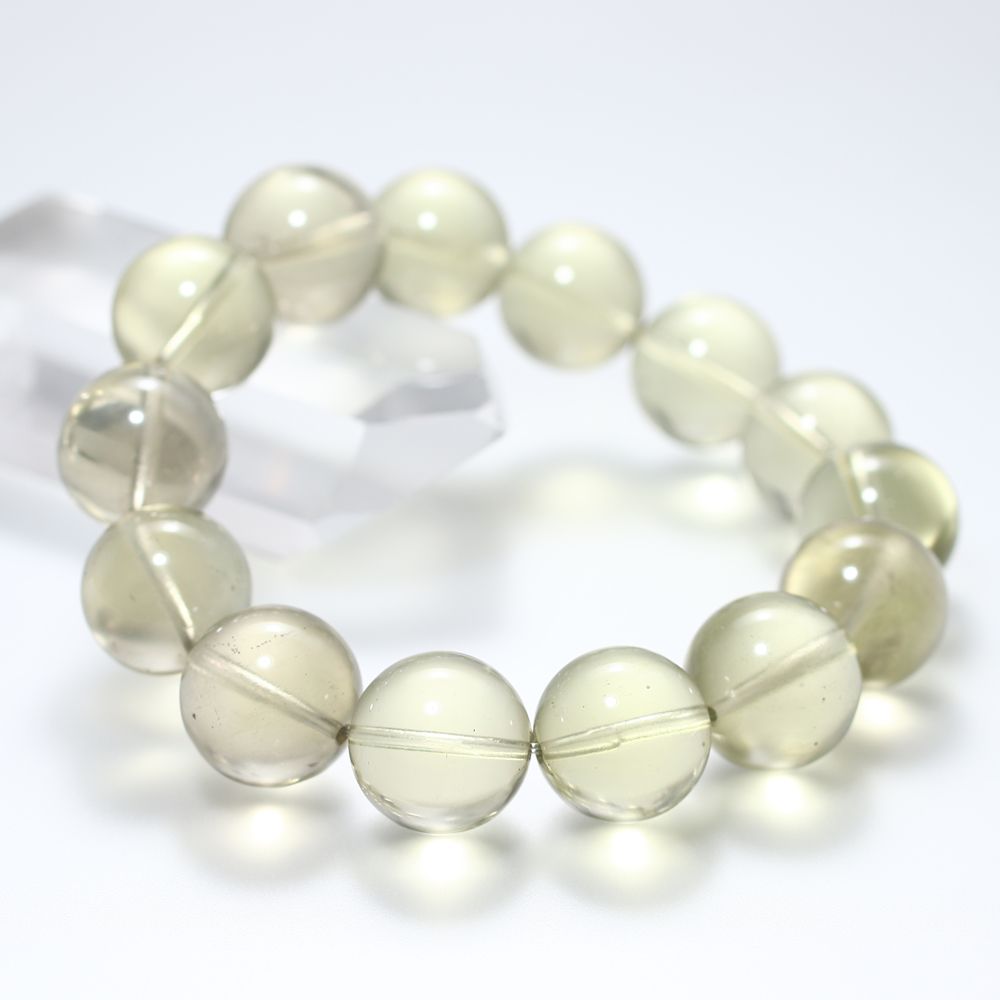 価格改定】[最高品質]天然リビアングラスブレスレット（約16.5mm玉