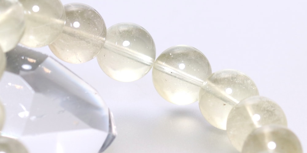 価格改定】[高品質]天然リビアングラスブレスレット（約13.5mm玉