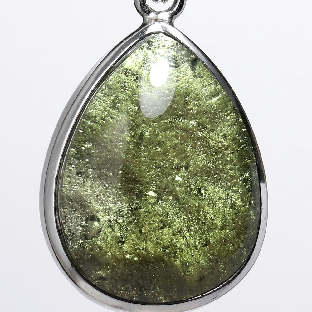 トップクォリティ]天然モルダバイトペンダントトップ（シルバー925