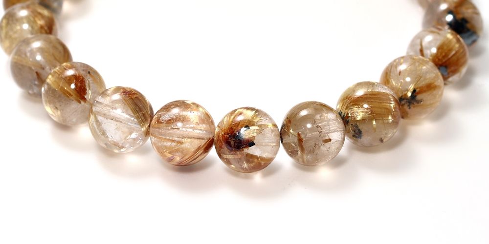 特別価格/3A+]太陽放射ルチルクォーツブレスレット（約8.5mm玉
