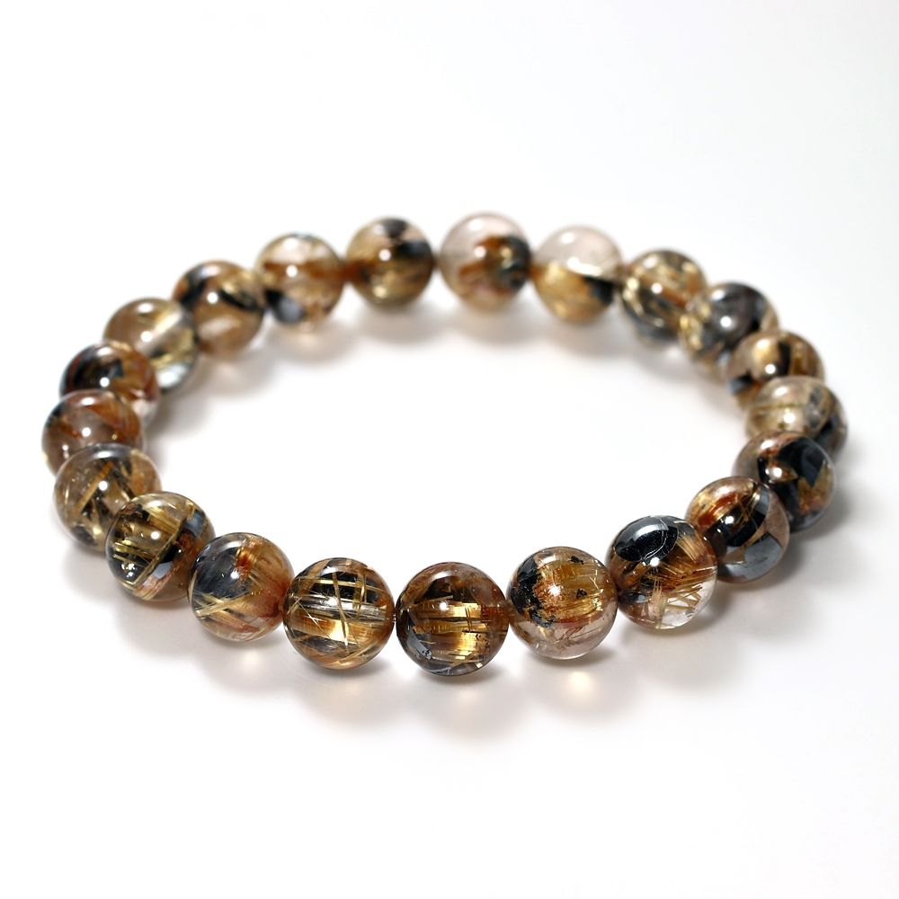 高品質++]太陽放射ルチルクォーツブレスレット（約9mm玉） - 埼玉県