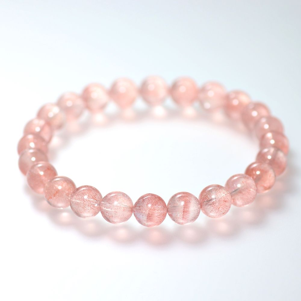 高品質++]カザフスタン産ストロベリークォーツブレスレット（約7.5mm玉