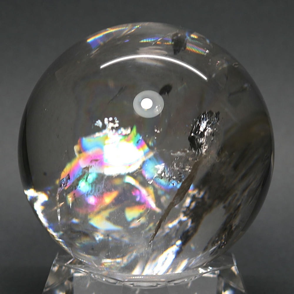 セール アメトリン スフィア 丸玉 虹入り クリスタルガラス台座付き