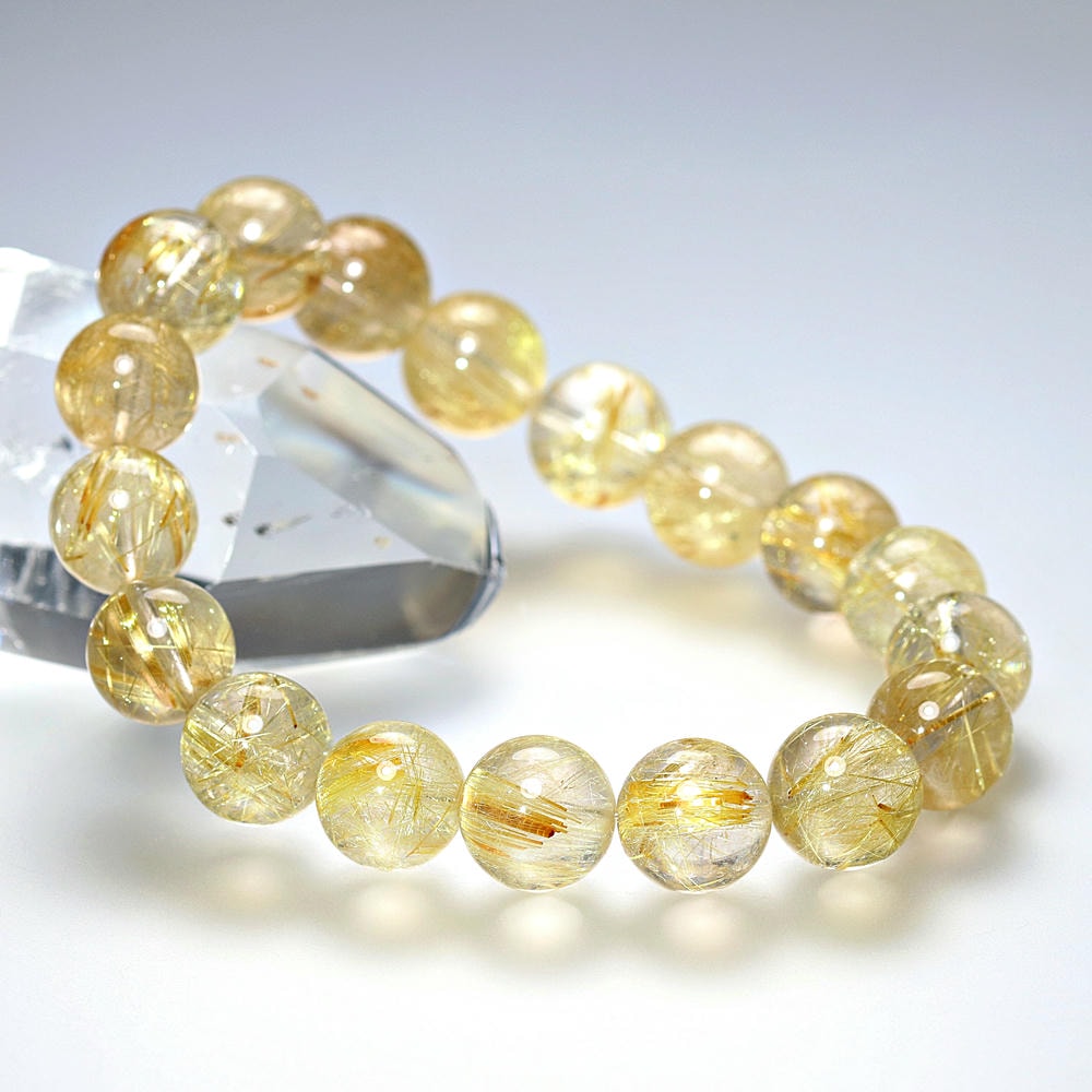 高品質++]ゴールドルチルクォーツブレスレット（約11mm玉） - 埼玉県