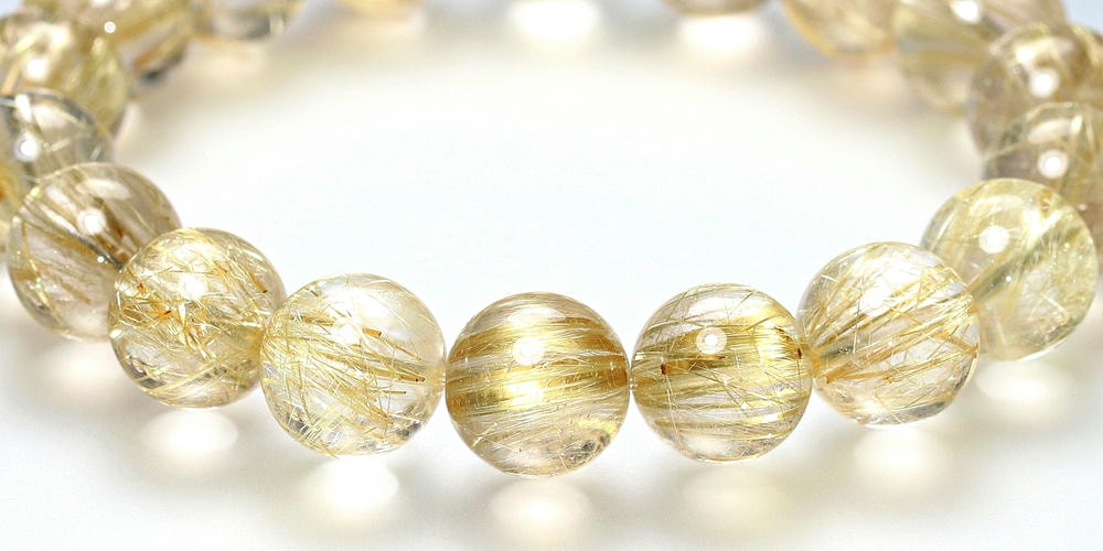 高品質++]ゴールドルチルクォーツブレスレット（約11mm玉） - 埼玉県