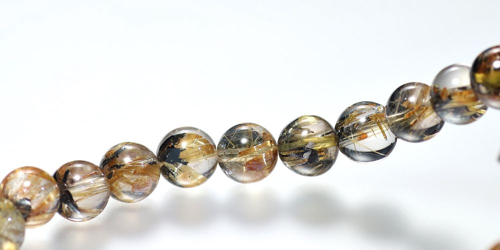 高品質++]太陽放射ルチルクォーツブレスレット（約8mm玉） - 埼玉県