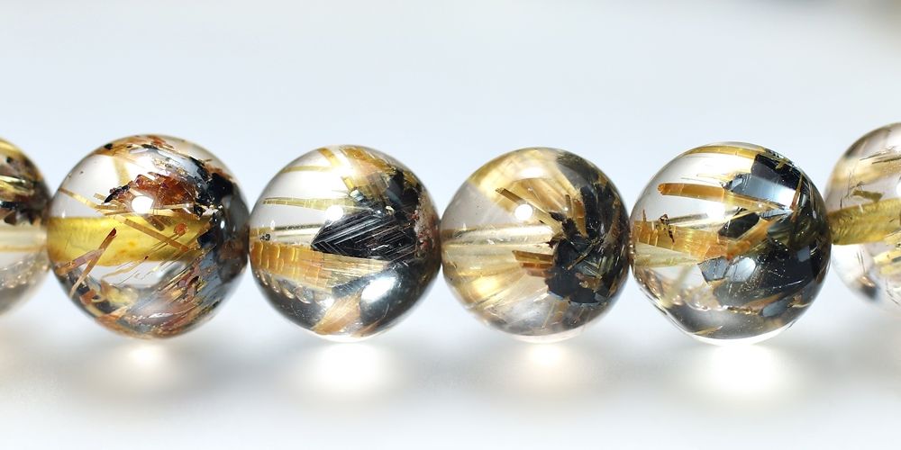 高品質++]太陽放射ルチルクォーツブレスレット（約8mm玉） - 埼玉県