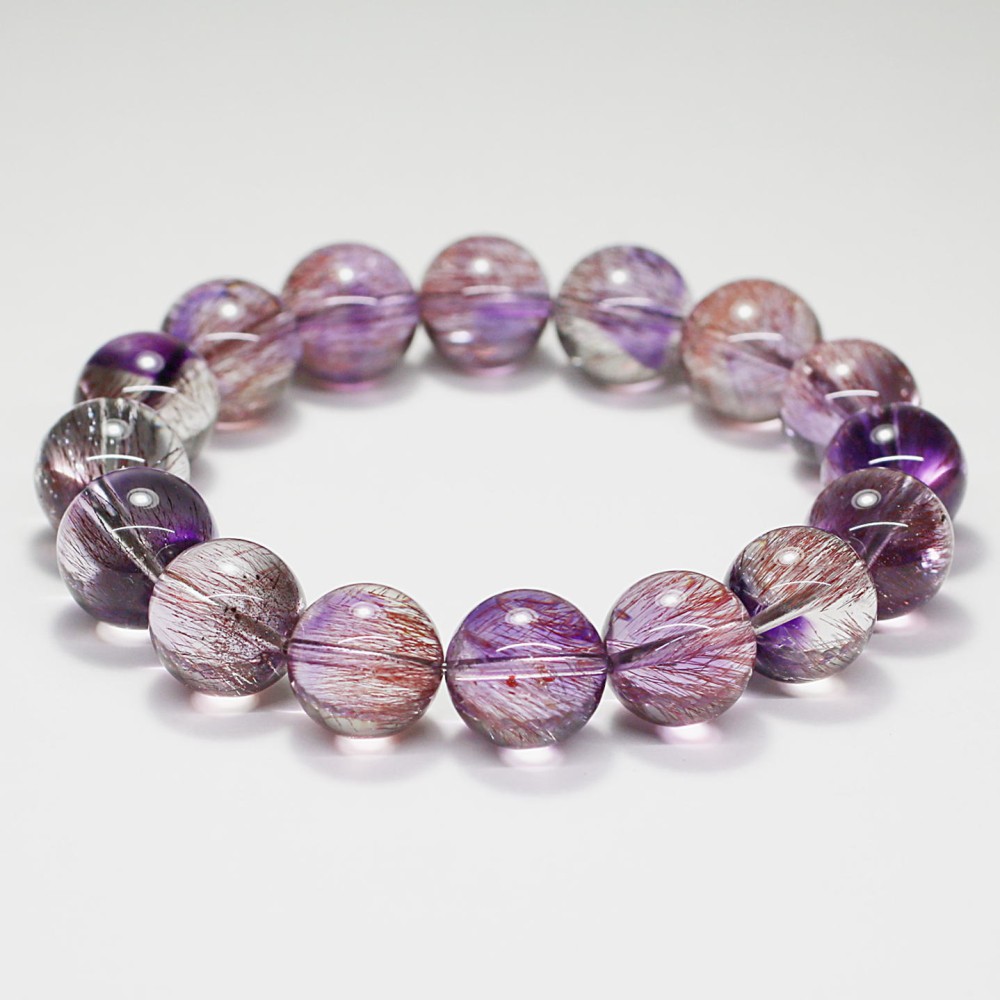 最高品質]アメジストスーパーセブンブレスレット（約13.5mm玉） - 埼玉