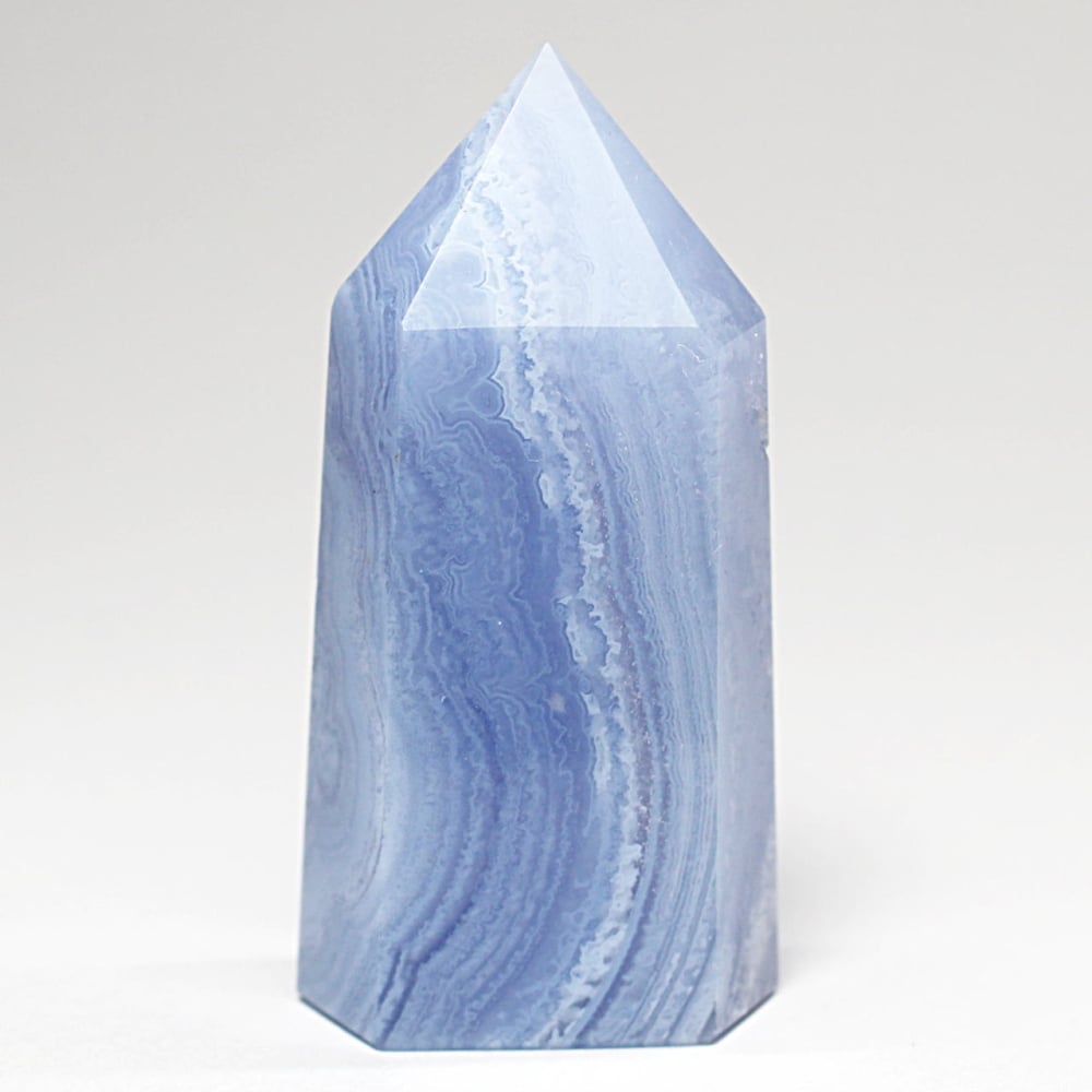 南アフリカ産]ブルーレースアゲートポリッシュポイント/空色縞瑪瑙
