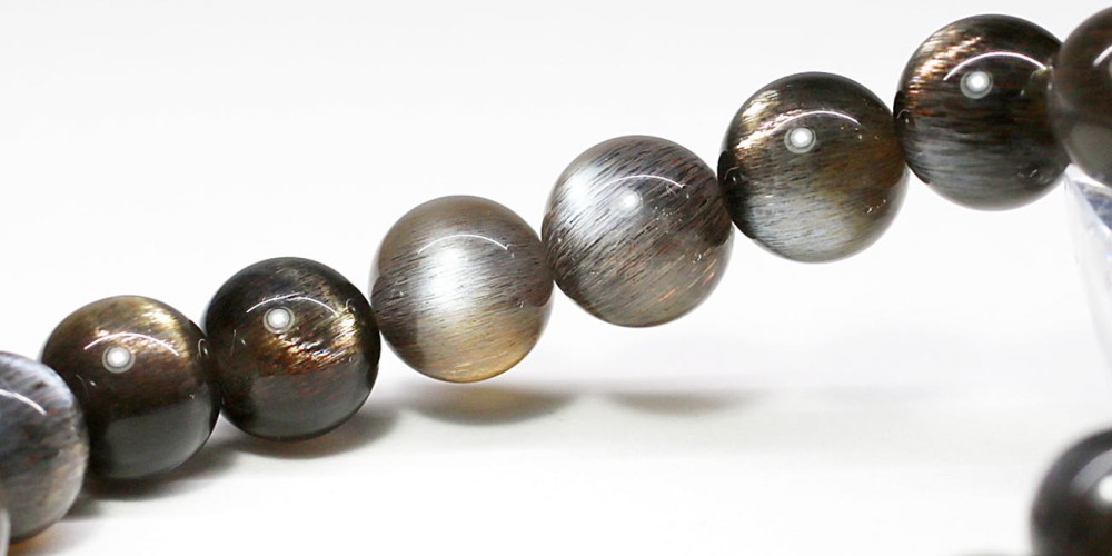 高品質++]ブラックサンムーンストーンブレスレット（約10mm玉） - 埼玉