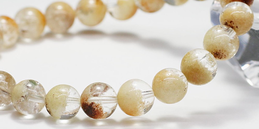 高品質]ホワイトガーデンクォーツブレスレット/ガーデン水晶（約8mm玉