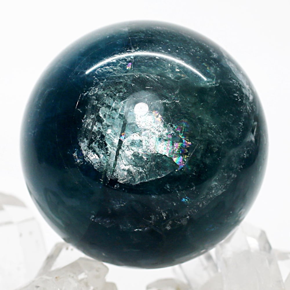高品質]ブルーグリーンフローライト丸玉/スフィア（直径49.1mm