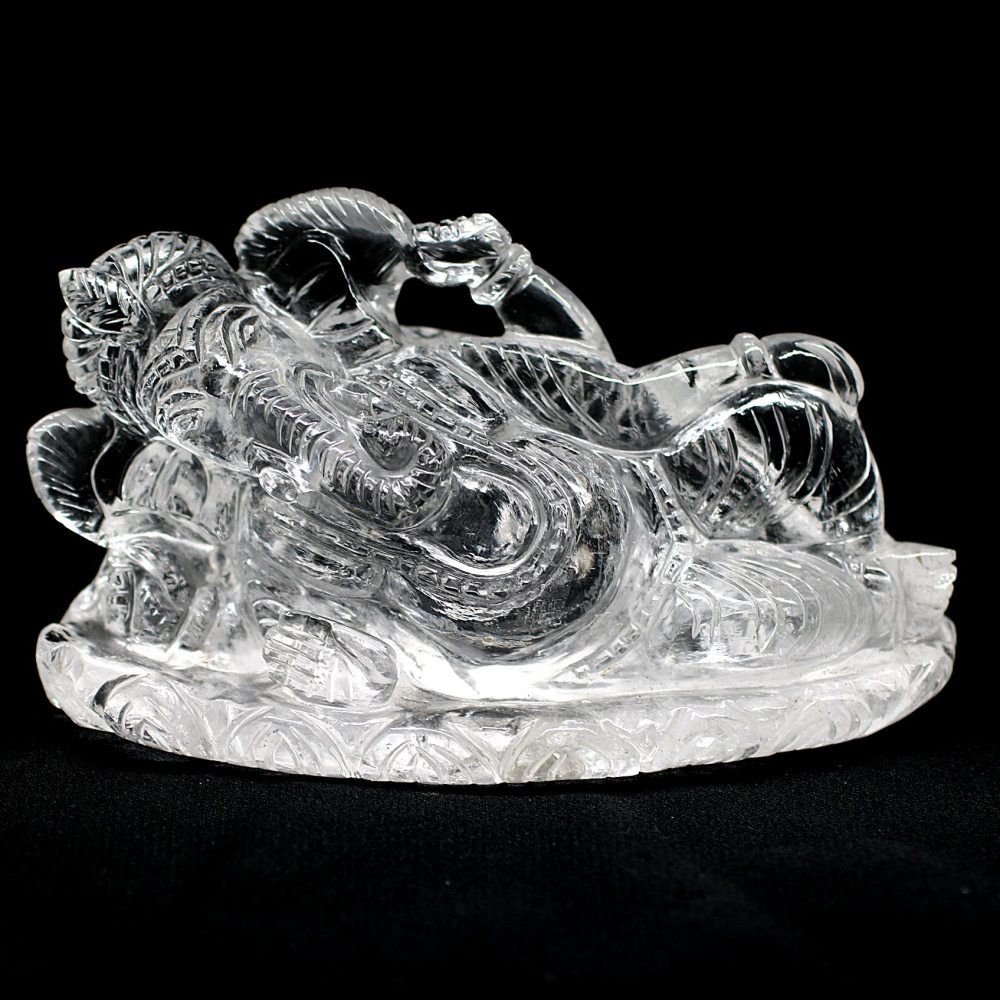 インド産]ヒマラヤ水晶ガネーシャ涅槃像（幅約14.5cm） - 埼玉県吉川市