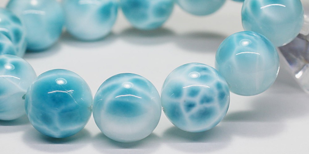 高品質++]ラリマーブレスレット（約14.5mm玉） - 埼玉県吉川市の天然石