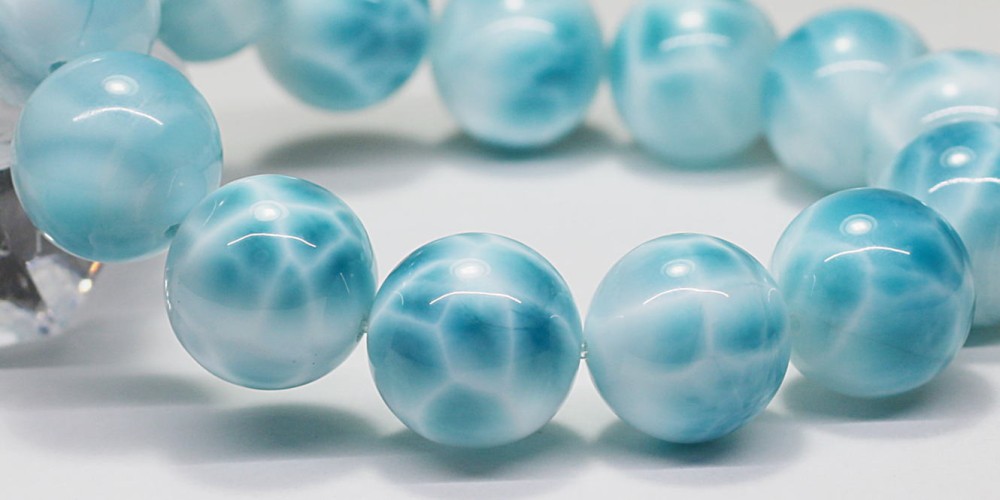 高品質++]ラリマーブレスレット（約14.5mm玉） - 埼玉県吉川市の天然石