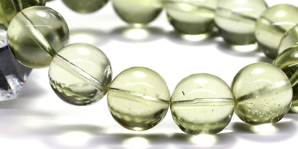 最高品質]天然リビアングラスブレスレット（約15mm大玉・鑑別書付