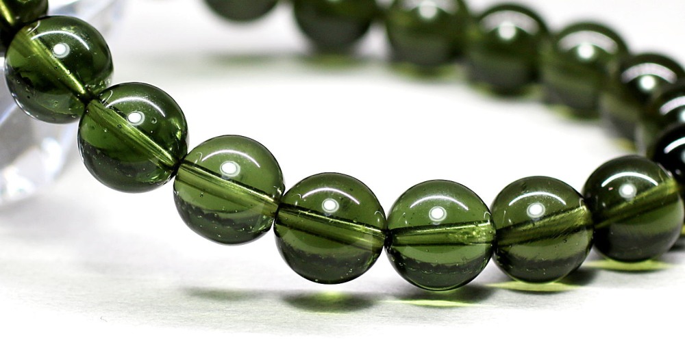 最高品質]天然モルダバイトブレスレット（約10mm玉・鑑別書付） - 埼玉