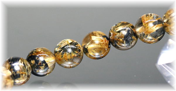 最高品質]放射タイチンルチルクォーツブレスレット（約9mm玉） - 埼玉