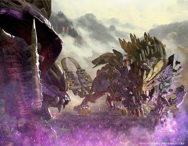 マガイマガドと睨み合う「ビーストライガー 禍鎧」…ゾイドコラボ商品の