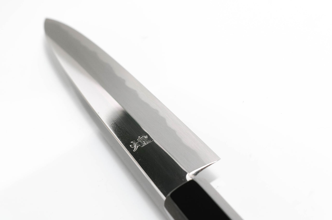 煌 青一鋼 鏡面仕上 黒呂柄 柳刃包丁 – 堺一文字光秀