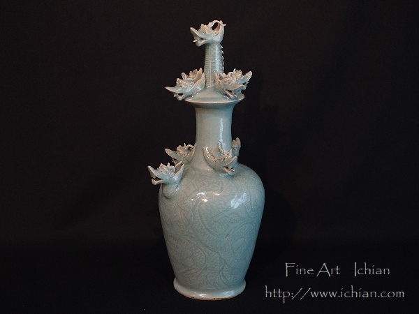 青磁 九龍浄瓶 H38㎝ 高麗時代12世紀 優美名品 :: ichian