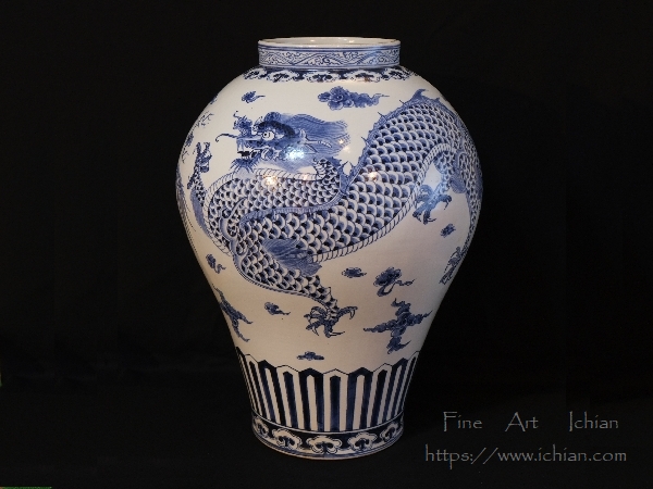 青花白磁 雲龍文立壺 龍5本爪 高さ56㎝ 宮廷御器 :: ichian