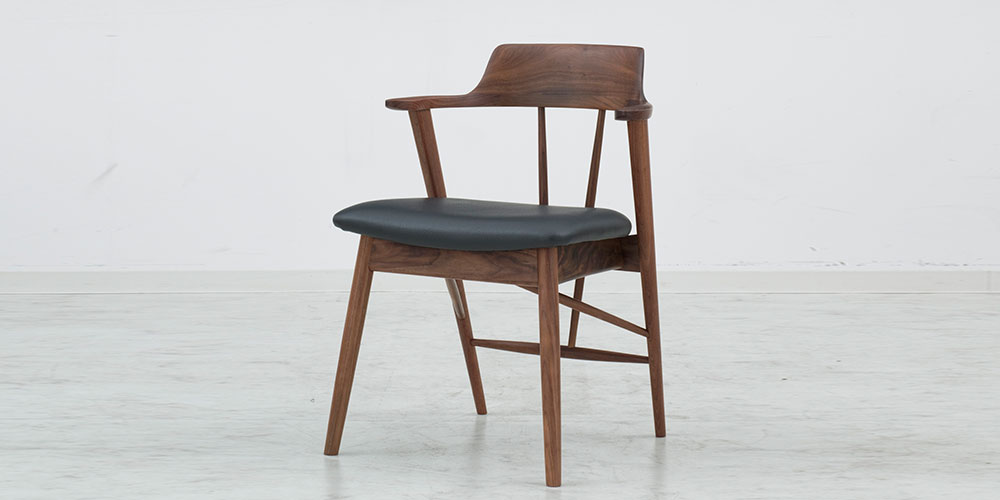 ダイニングチェア「エラ2 SLC-201 WAL」ウォールナット材 座面PVC