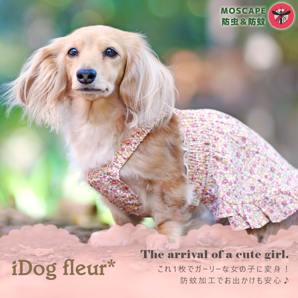 iDog MOSCAPE ギャザーフリルワンピ iDog fleur 防蚊 アイドッグ-犬猫