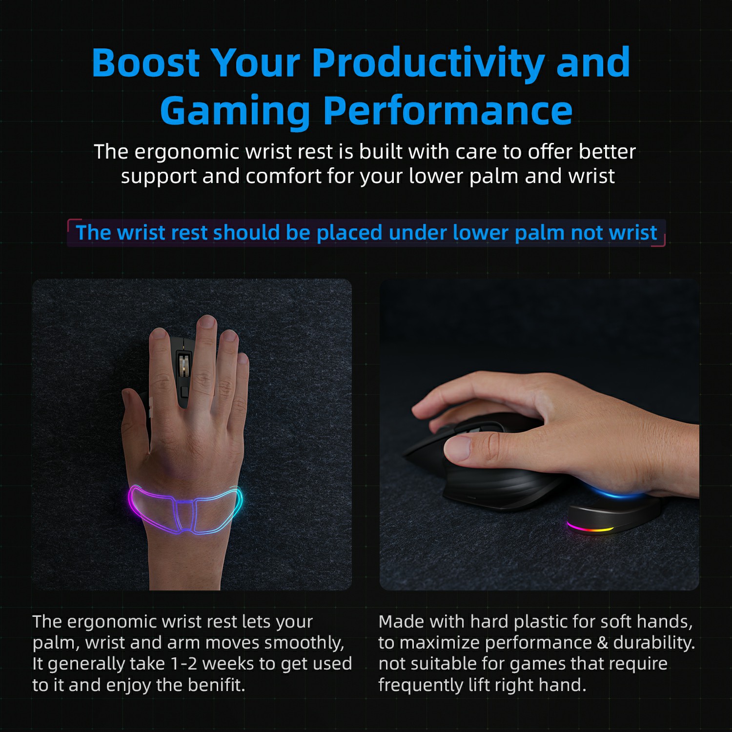 IFYOO HornsX1 Right-Handed RGB Ergonomic Gliding Palm Rest for