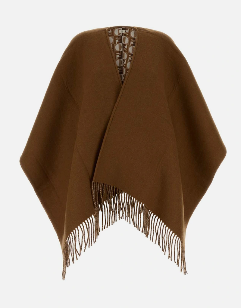 Fendi ウールカシミヤリバーシブルフリンジケープ (ジャケット