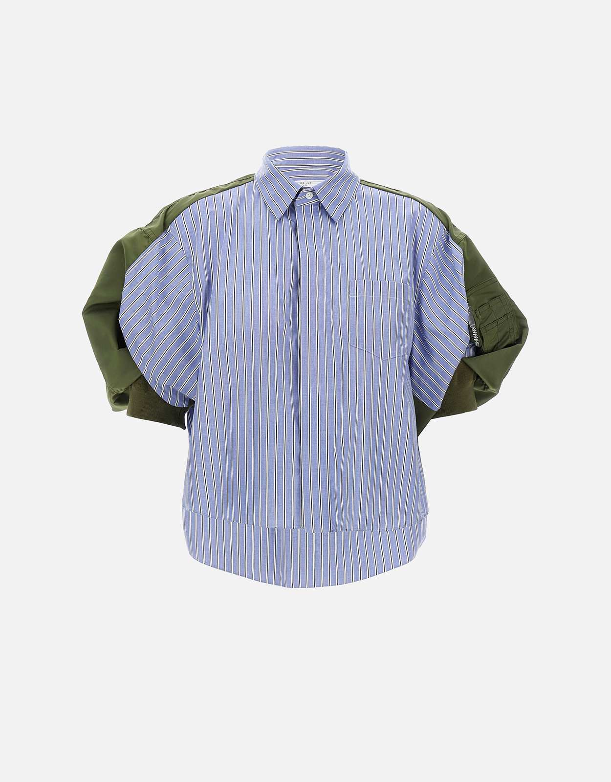 Sacai ストライプ コットンポプリン ボンバースリーブ クロップシャツ